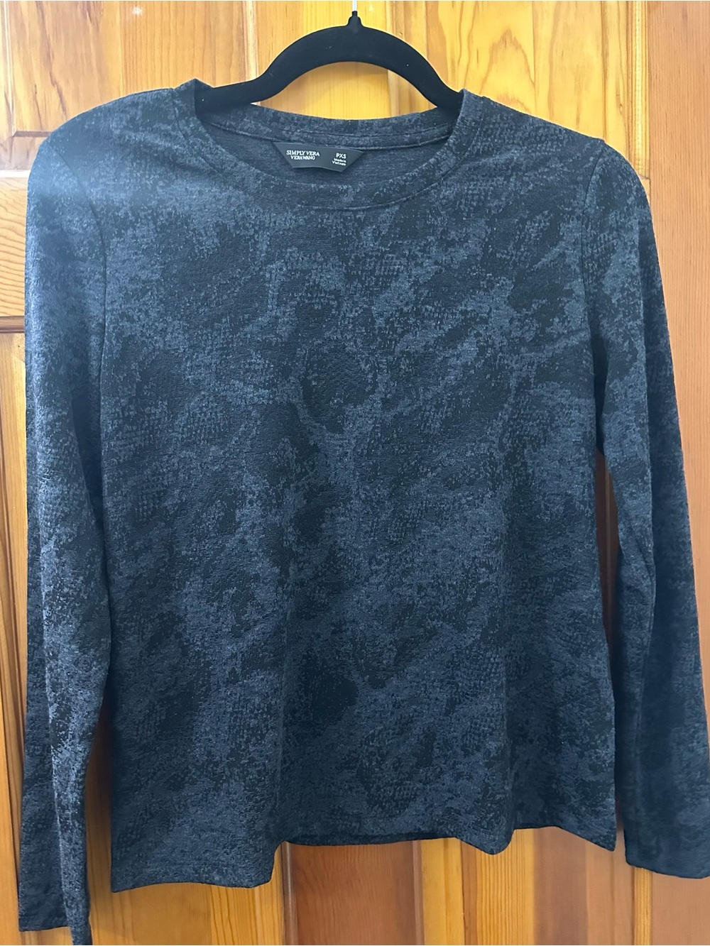 Simply Vera/Vera Wang Women's Long Sleeve Heathered Black Sweater